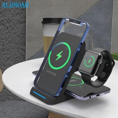 3 in 1 Wireless Charger Stand For iPhone 12 11 Pro Max Qi 15W Fast Charging Induction Chargers For Apple Watch AirPods Samsung