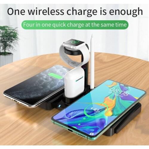 QI 4 In 1 Wireless Charger 10W Fast Charging for IPhone 11 Pro/XR/Xs Max Samsung for Apple Watch 5 4 3 Airpods Pro Charger 3 IN1