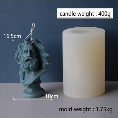 Large Size David Art Candle Molds Marseille Head Design Venus Plaster Sculpture Scented Candle Making Silicone Mould