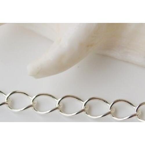 Silver chain,solid 925 sterling silver twisted oval cable chain, loose chain for necklace,bracelet jewelry, 1meter