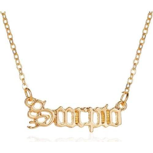 Necklace Accessories fashion boho for women zodiac chain on neck Golden Long necklaces aesthetic retro letter pendant necklace