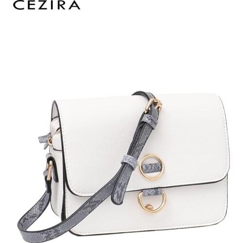 CEZIRA Luxury Small PU Leather Messenger Bags For Women Fashion Snake Pattern Strap Flap Handbags Girls Crossbody Shoulder Purse