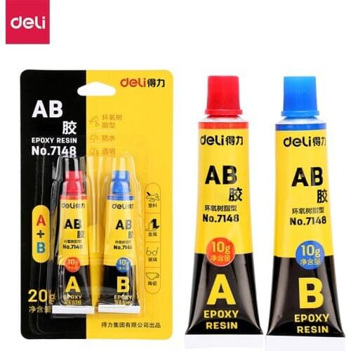 Deli 7148# 10g epoxy resin AB glue transparent strong plastic metal mold glue A+B 20g high viscosity universal glue