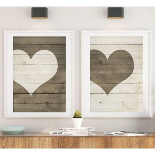 Farmhouse Heart Print Wooden Heart Sign Wall Art Canvas Painting Farmhouse Decor Valentines Day Posters Prints Wall Pictures
