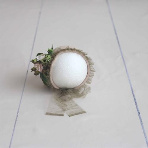 Baby Girl Flower Bonnet Photography Props Handmade Newborn Floral Hat Baby Photo Shoot Props