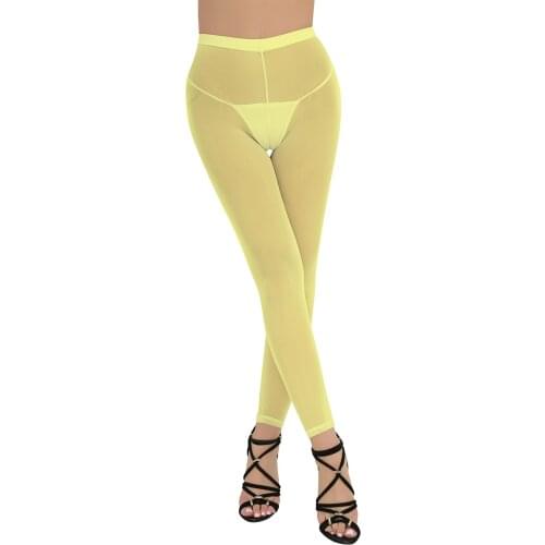 Women Sexy Lingerie Pantyhose See-through Sheer Mesh Open Croch Sex Erotic Pants with Hole Tights Leggings Trousers Pole Dance