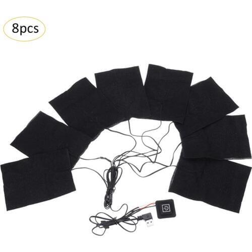 8-in-1 USB Electric Clothes Heating Pad Carbon Fiber Heated Clothes Pad With Adjustable Third Gear Mat Sheet Heater For Winter