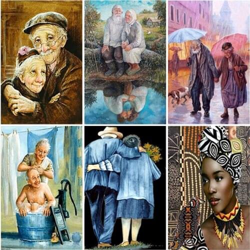 Figure Jewel Cross Stitch Old Couple Embroidery Diamond Retro Oil Painting Diy Crafts Kits for Adult Handmade Paint