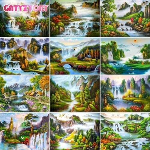 GATYZTORY Frame DIY Painting By Numbers Landscape Home Wall Art Picture Handpainted Oil Painting For Home Decor 60x75cm Arts