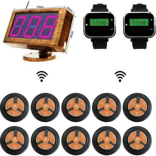 JINGLE BELLS 2 watch receiver 10 call button transmitter 1 screen receiver wireless guest calling system hotel cafe restaurant