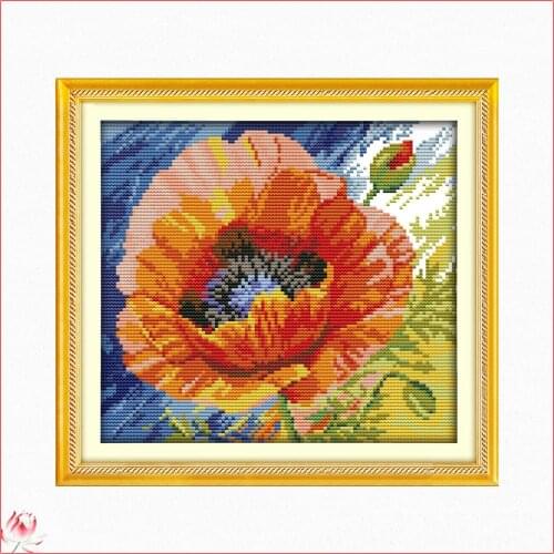 Beautiful Poppy Chinese cross stitch kit 11CT 14CT count printed fabric embroidery DIY needlework sewing home decoration
