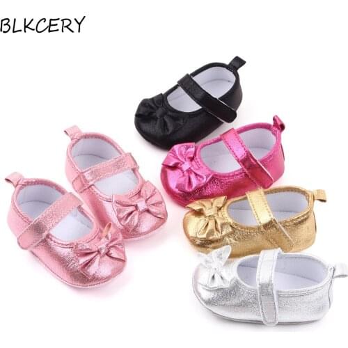 Newborn Baby Girl Shoes 1 Year Old Fashion Pink Bows Footwear Toddler No-slip Loafers Infant for Walking Crib Shoes Doll Gifts