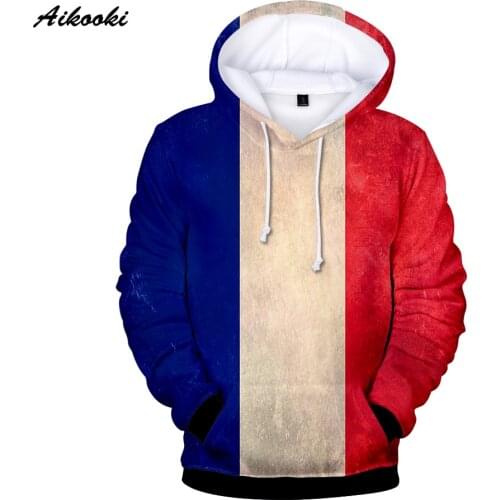 Aikooki 3D Print France England National Flag Men/Women 3D Hoodies Spring Hooded Sweatshirts Brazil USA Flag Boy 100% Cotton Top