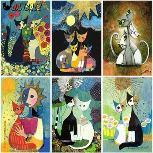 Geometric Cat 5D Diy Diamond Painting Animal Cross Stitch Kit Abstract Mosaic Handmade Inlaid Home Decoration Gift Design