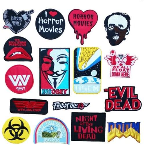 Punk Skull Iron On Patches Horror Embroidery Badge Applique Wholesale