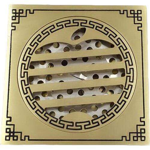 Newest Europen Antique Copper Floor Drain Strainers Apple Pattern Style Bathroom Deodorant Floor Drains Filter Covers Whosale