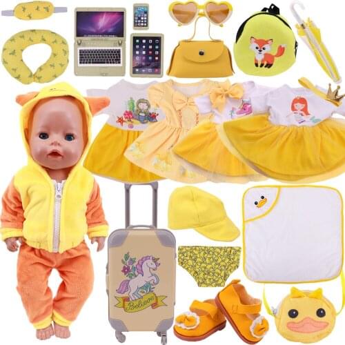 Doll Clothes Yellow Series Cute Duck Fairy Tale Costume For 18 Inch American Doll 43 Cm Reborn Baby Girls Clothes,Kid Toy Gifts