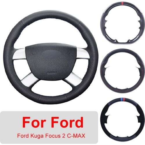 DIY Customized Car Steering Wheel Cover For Ford Kuga 2008-2011 Focus 2 2005-2011 C-MAX 2007-2010 Leather Protective Wrap