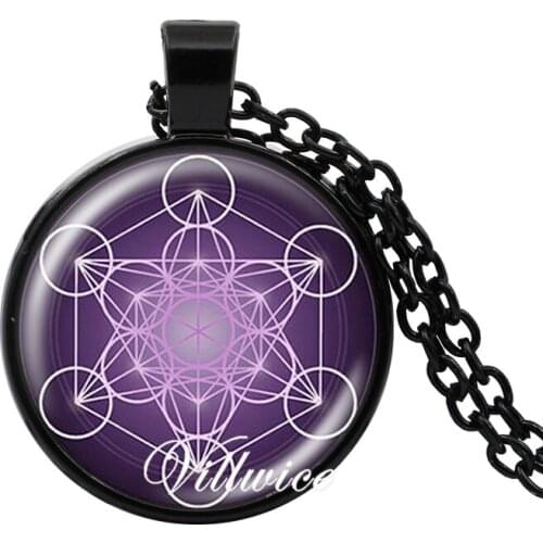 Metatron Cube Pendant Necklace Sacred Geometry Flower of Life Jewelry Chakra Spiritual Necklace Women Men Magic Hexagram Choker