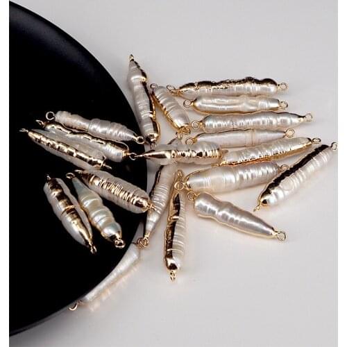 Natural Freshwater Pearl Pendant irregular Double hole connector Pendants for Jewelry Making DIY Bracelet Necklaces Accessories