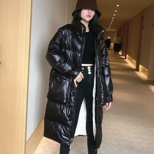 New Womens Long Down Jacket Thick Warm Winter Jackets 90% White Duck Down Outerwear Casual Shiny Parka Overcoat Abrigo Mujer