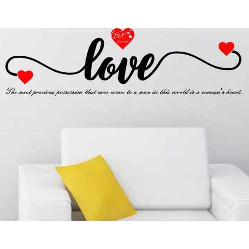 Romantic English letter LOVE Heart Wall Sticker Home Decor bedroom Living room Background Mural diy art Decals poster stickers
