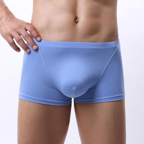 Sexy Men Underwear Boxer Shorts Solid Bamboo Fiber Panties Breathable Mid-rise U Convex Pouch Underpants Cueca masculina S-XL