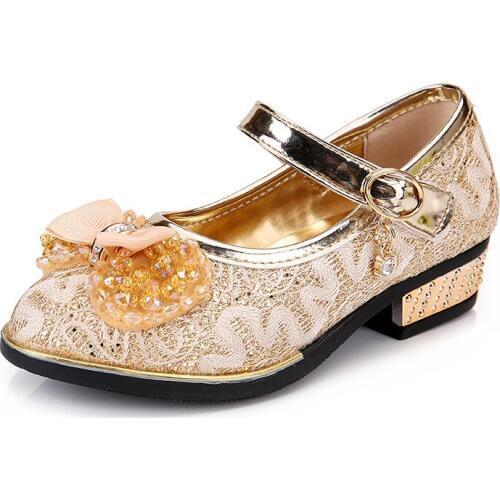 Skoex2020 New Fashion Kids Princess Shoes Mary Jane Low Heel Girls Dance Shoes Adorable Bows Casual Party Dress Childrens Shoe