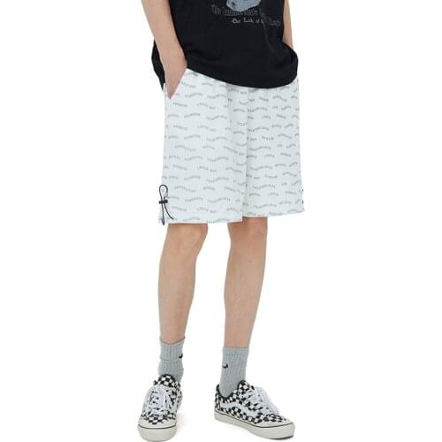 Reflective Letter Print Streetwear Shorts for Men and Women Japanese Harajuku Hip Hop Drawstring White Black Casual Shorts