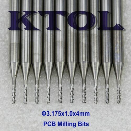 Accuracy 10pc 3.175*1.0*4mm PCB Cutting Tool, Corn Teeth Cutter Engraving Carbide PCB End Mill Bit in Fiber Glass/HDF/Wood/Shell