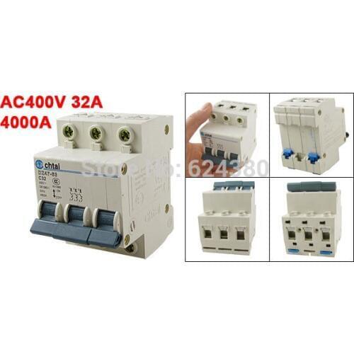 AC 400V 32A 3P 3 Three Poles Phase Household Miniature Mini Circuit Breaker MCB DZ47-63 C32