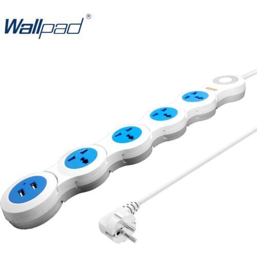 100% Original Wallpad Power Strip Electrical Socket MF Plug with 2 USB Ports Power Extender Fast Charge with RU EU Adapter 1.8m