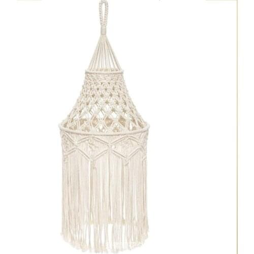 Bohemia Handmade Wall Tapestry Lampshade Macrame Boho Decor Handcraft Tassel Tapestry Background Headboard Wall Hanging Decor