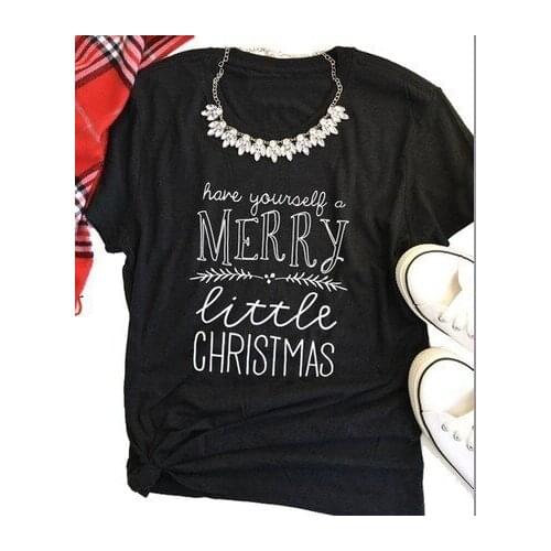 Merry Christmas T shirt fashion women mens top Christmas best gift tee black white grey t shirt tumblr t shirt high quality-J079