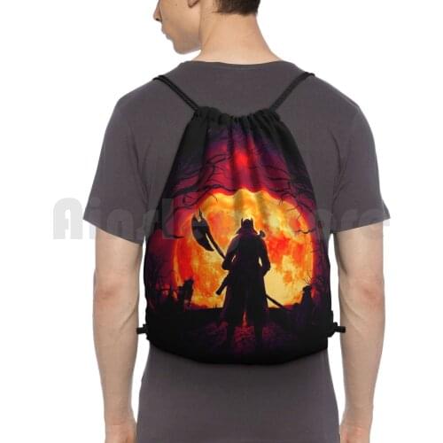 A Blood MoonS Night ( Bloodborne ) Backpack Drawstring Bags Gym Bag Waterproof Bloodborne Dark Souls Dark Souls Ps4