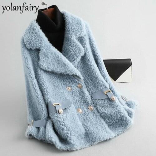 YOLANFAIRY Real Fur Coat Female 100% Wool Jacket Autumn Winter Coat Women Clothes 2020 Korean Vintage Sheep Shearling Fur Tops