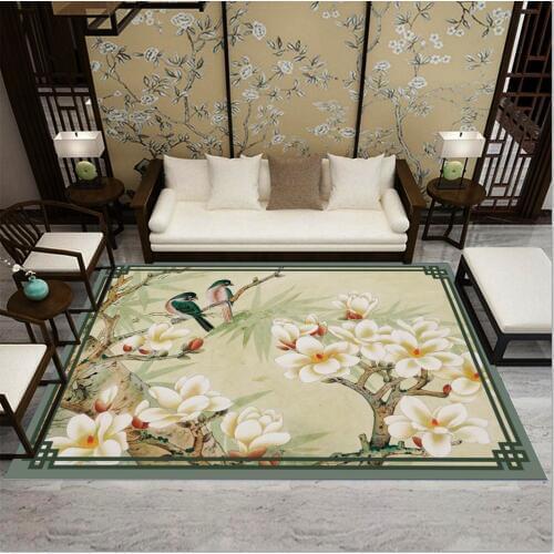 Chinese Style Flower Birds 3D Carpet for Living Room Bedroom Rug Sofa Mat Large Carpets Study/ Bedside/Hallway Home Doormat