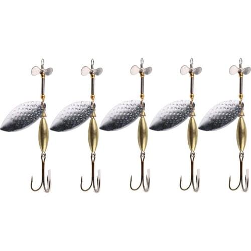 5Pcs 4# Sequins 9.8cm/15g Very thin arch holds the petal Spinner Spoon Lures Triple Hooks Artificial Bait Lake Fishing Tackle