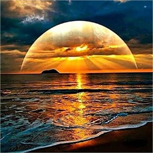 5D DIY Diamond Painting Landscape Coastal Sunset Rhinestone Picture Full Square/Round Diamond Embroidery Mosaic Decoration Gift