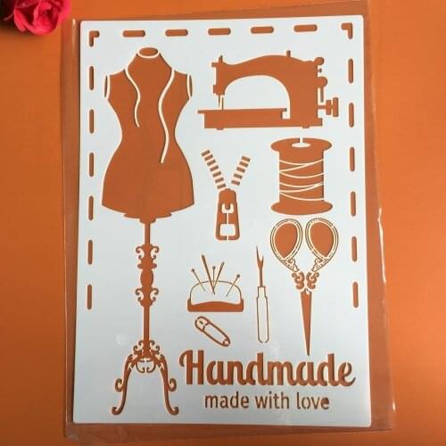 A4 29 * 21cm Sewing machine Dress DIY Stencils Wall Painting Scrapbook Coloring Embossing Album Decorative Paper Card Template