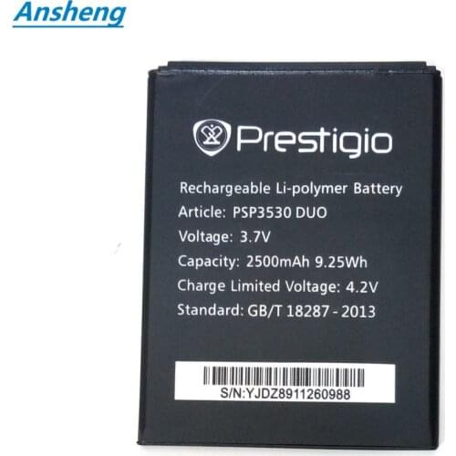 Ansheng Large capacity 3.7V 2500mah PSP3530 DUO battery for Prestigio Muze D3 E3 F3 PSP 3530 DUO PSP3531 PSP3532 DUO Cell Phone