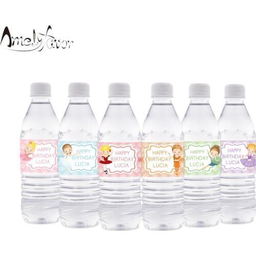 Ballerinas Theme Bottle Labels Kids Grand Event Birthday Party Decorations Supplies Ballet Girls Bottle Wrapper Decorations
