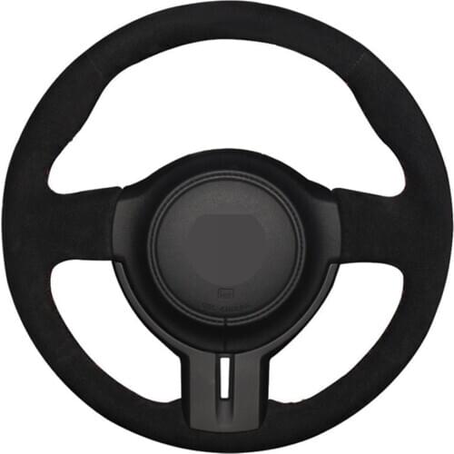 Car Steering Wheel Cover DIY Hand-stitched Black Genuine Leather Suede For Toyota 86 2012-2015 Subaru BRZ 2012-2015 Scion FRS