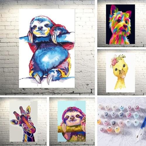 Cute Animal Sloth By Digital Painting Adult Children Special Gift Hand Painted Oil Painting Home Decoration Canvas Mural