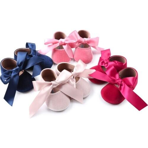 Baby Toddler Shoes Princess Shoes Soft Sole Baby First Walkers Newborn 12cm for 6-12months Kids Ribbon Bow Decoration Fashion