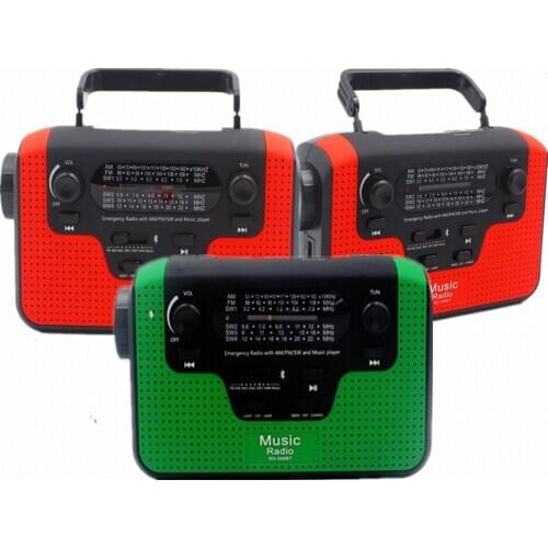 Emergency Light Outdoor 9LED Multifunction Radio Music Bluetooth Solar/Hand Crank/USB/Dry Batte Flashlight&Reading Light Camping
