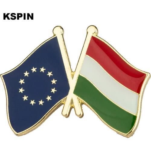 European Union Hungary Friendship Flag Lapel Pins Badges On A Pin Brooch Jewelry Rozetten Papier XY0074-8