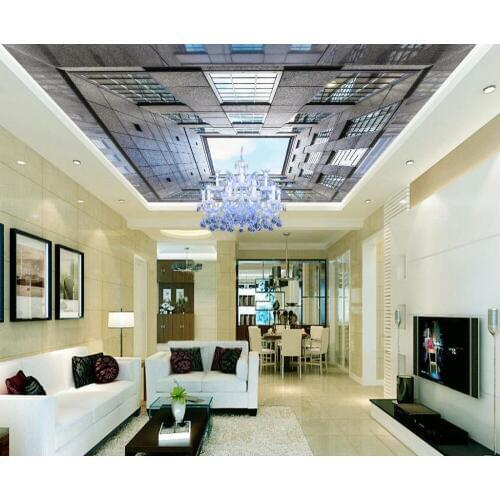 European style city space ceiling 3d mural designs Wallpapers for living room ceiling Home Decoration