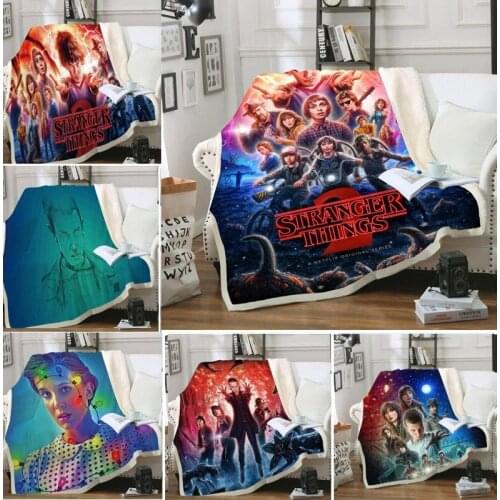 3D Stranger Things Printed Sofa Flannel Blanket Scotland Fleece Throw Bedspread Blanket Microfiber