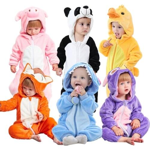 Baby Boys Girls Flannel Rompers Toddler Bebe Overalls Hooded Newborn Jumpsuit Animal Christmas Halloween Costumes Baby Clothes